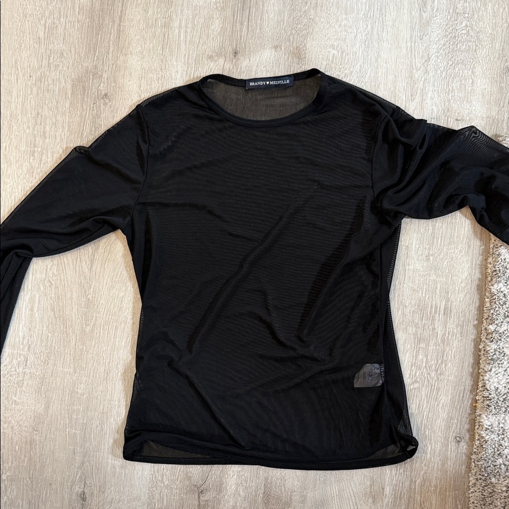 Brandon Maxwell Black Mesh Long Sleeve Shirt